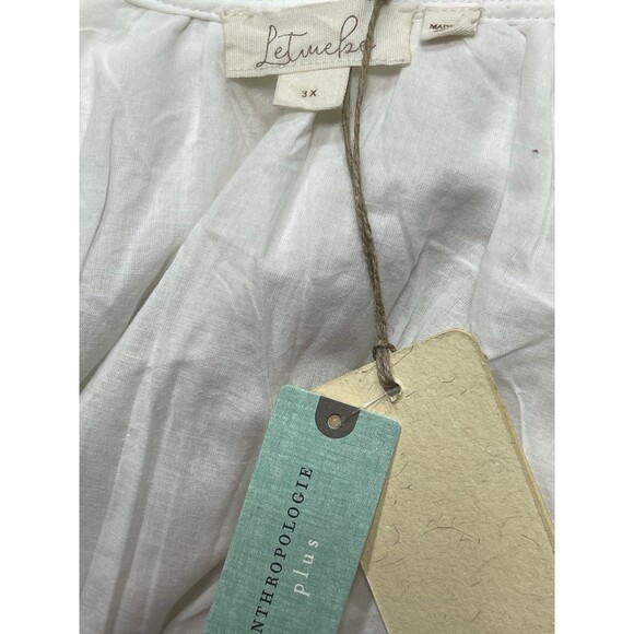 Anthropologie Let Me Be Midi Dress Long Sleeve V Neck Ivory Floral Preppy 3X NWT - Picture 15 of 15